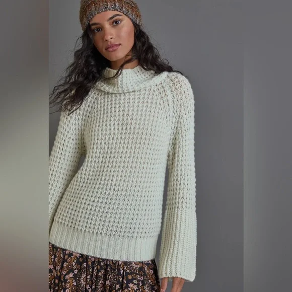 NWT Anthropologie Maeve Dionne Bell-Sleeved Sweater Plus Size 1X Mint Green - Picture 4 of 12